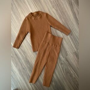 Boutique Ribbed Knit Sweater and Pants Set - Brown size 9-12 months